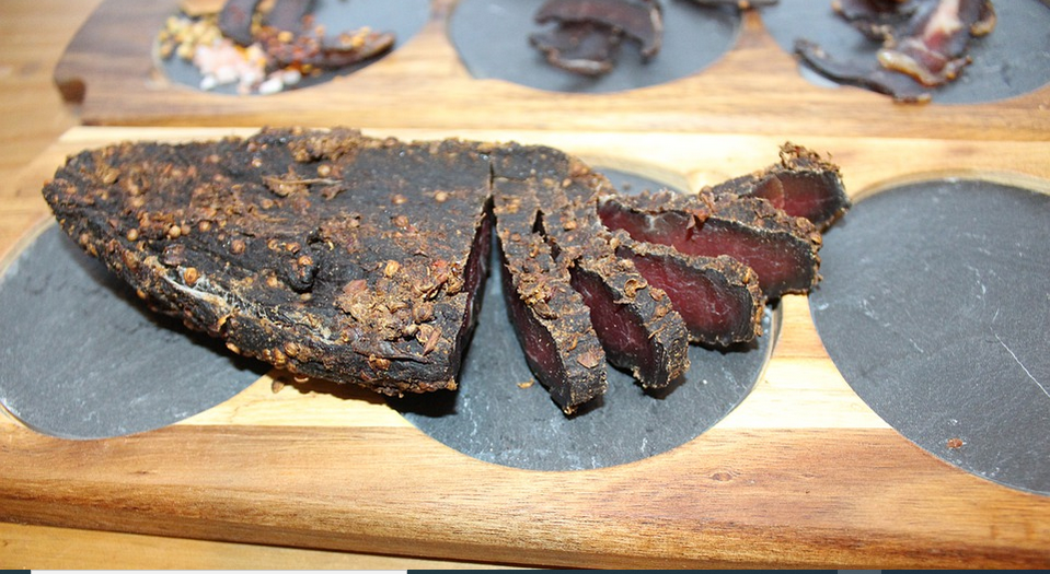 biltong made from cured beef steak